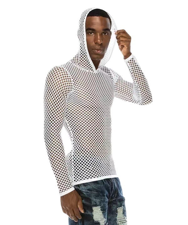 Men's large mesh long sleeve pullover