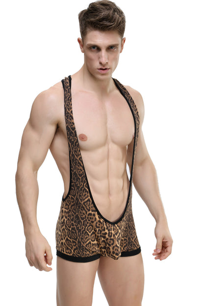 Men's Leopard Print Bodysuit