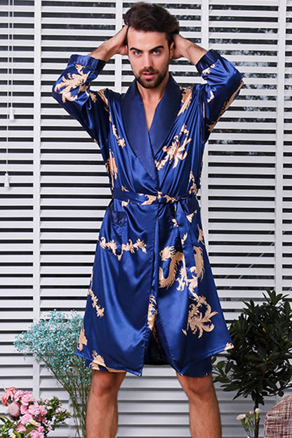 Robe de chabre dragon satin bleu