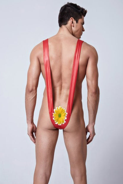 Men's Sexy Red V-shaped Mankini Bodysuit