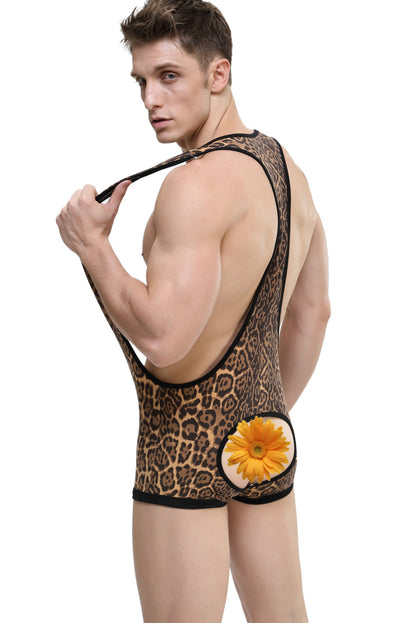 Men's Leopard Print Bodysuit