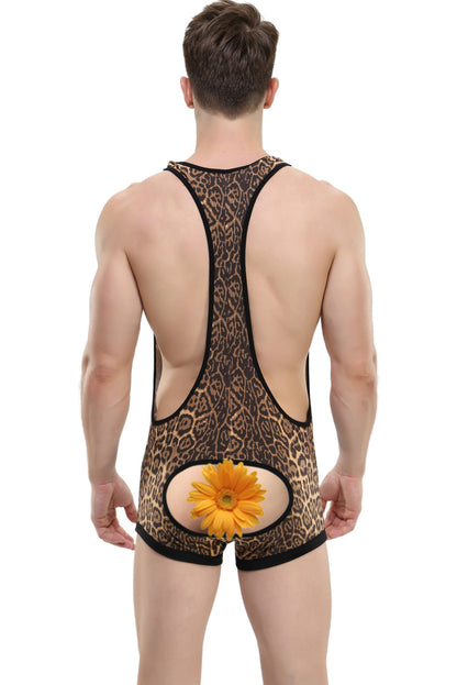 Men's Leopard Print Bodysuit