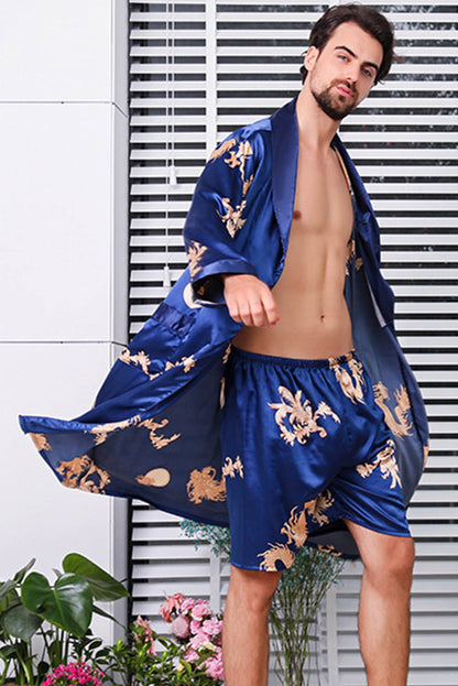 Robe de chabre dragon satin bleu