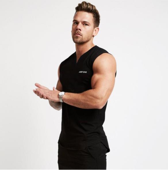 Small V-neck sports vest men's bodybuilding sleeveless T-shirt