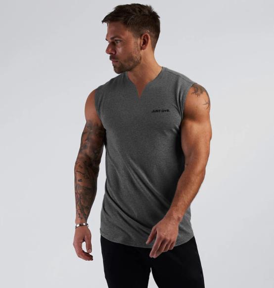 Small V-neck sports vest men's bodybuilding sleeveless T-shirt