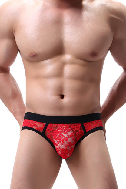 String en dentelle rouge sexy pour homme