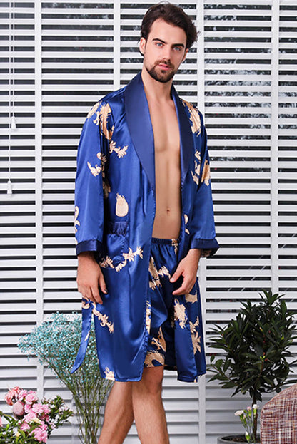 Robe de chabre dragon satin bleu