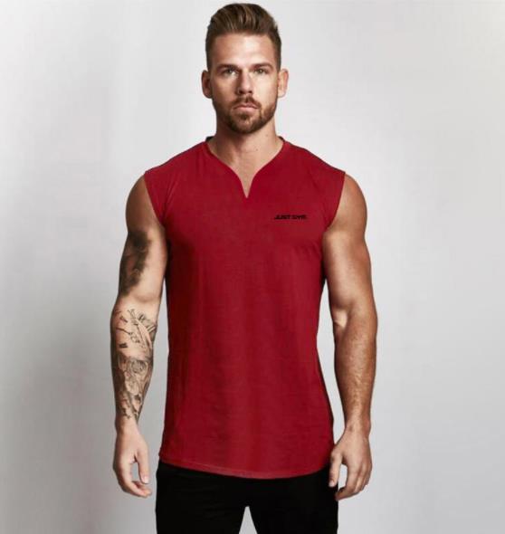 Small V-neck sports vest men's bodybuilding sleeveless T-shirt