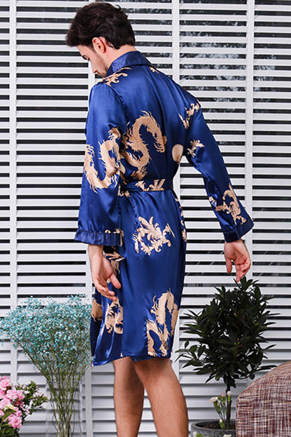 Robe de chabre dragon satin bleu