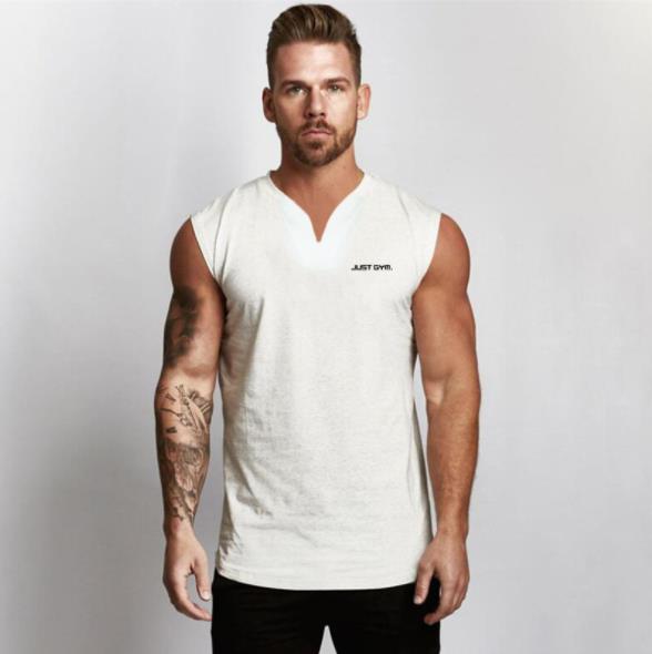 Small V-neck sports vest men's bodybuilding sleeveless T-shirt