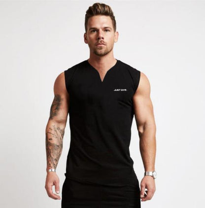 Small V-neck sports vest men's bodybuilding sleeveless T-shirt