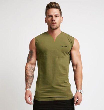 Small V-neck sports vest men's bodybuilding sleeveless T-shirt