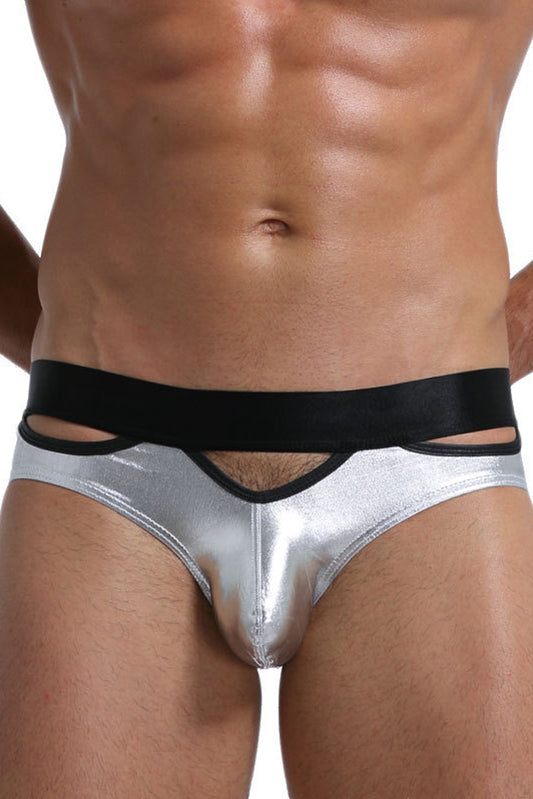 Slip homme sexy argenté