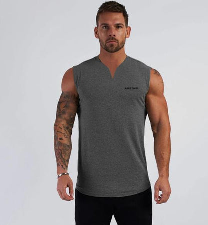 Small V-neck sports vest men's bodybuilding sleeveless T-shirt