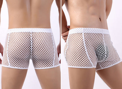 Boxer en résille transparent pour hommes, sous-vêtements sexy